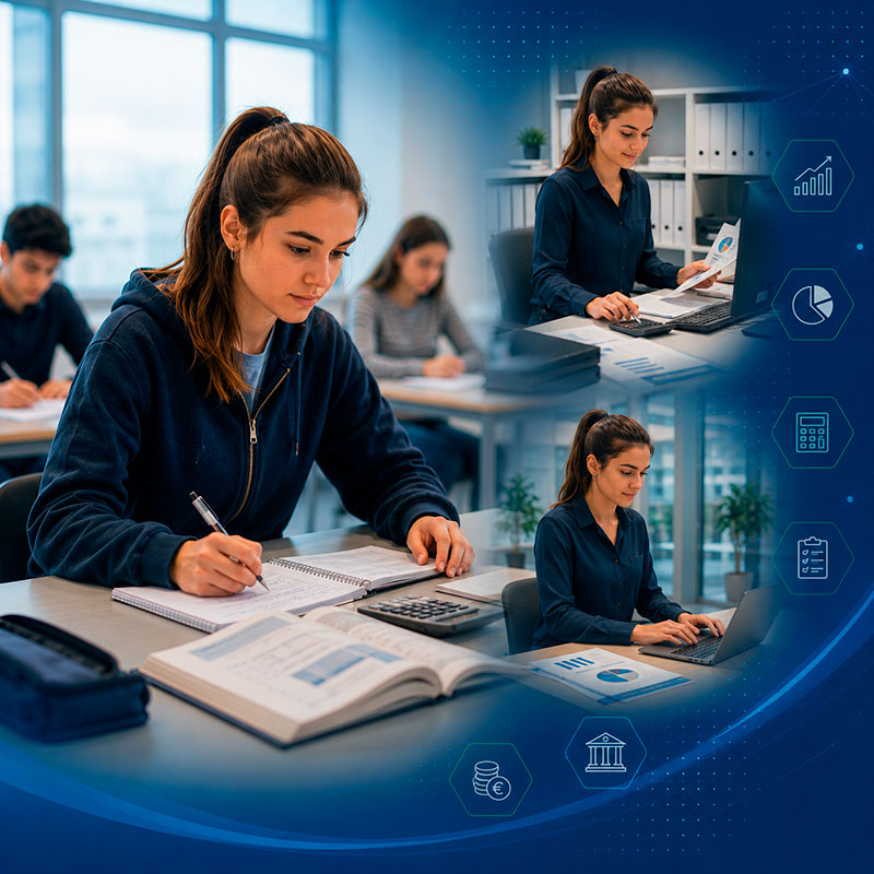 Alumna de Administración y Finanzas adquiriendo competencias en gestión empresarial, contabilidad y finanzas.